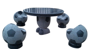 Football Carving Shape Outdoor Table Sets,Chinese Own Factory Garden Benches and Chairs,Polished Table Sets,Cheap Price Park Benches
