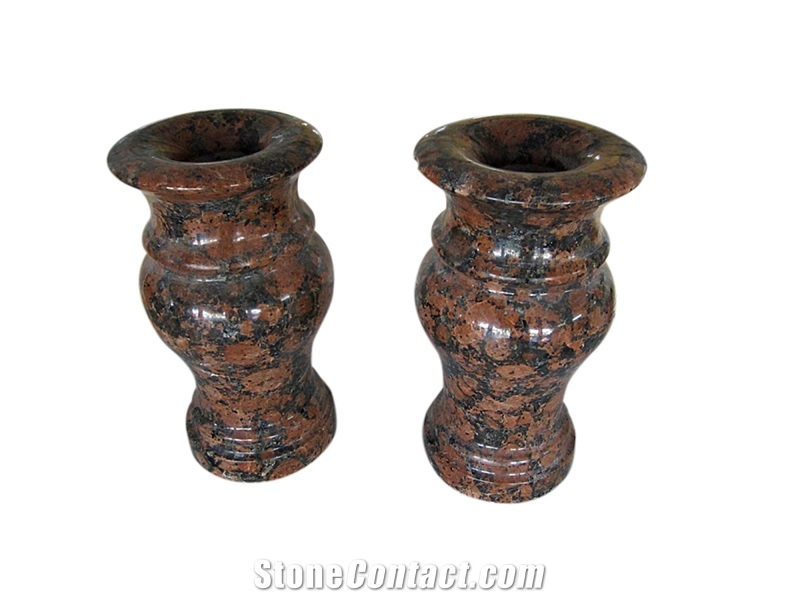 Multicolor Red Polished Square Vases Tombstone & Monument Vase, Black Granite Vases