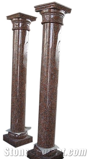 Polished Brown Columns,Hot Sale Pillars,Own Factory Polished Columns,China Granite Roman Columns