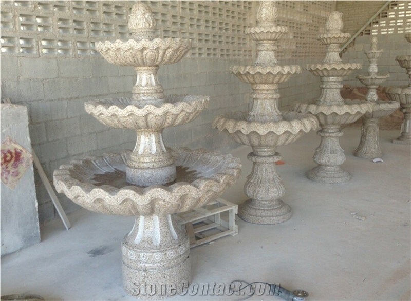 Sculptured Fountains/Garden Fountains,Garden Founain, Yellow Granite Water Fountain,G682 Water Fountain