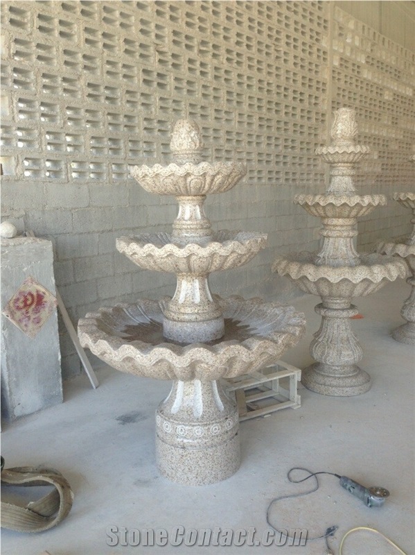 Sculptured Fountains/Garden Fountains,Garden Founain, Yellow Granite Water Fountain,G682 Water Fountain