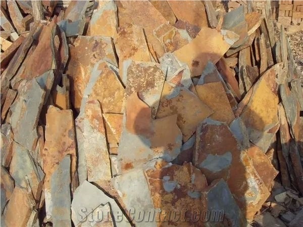 Slate Random Flagstone / Rusty Slate Flagstone / Landscaping Stones / Crazy Stone / Irregular Flagstone Landscape