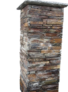 Slate Stone Pillars,Garden Palisade Decor,Flamed Natural Stone,Rustic Pavemsnt Building Wall Cladding Tiles,Garden Pillars,Own Quarry Chinese Building Pillars Stone