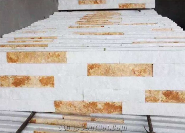 White&Yellow Natural Marble Wall Panel,Wall Cladding Veneer
