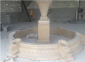 Yellow Sculptured Fountains/Garden Fountains,China Granite Western New Design Modern Exterior Water Stone Fountain