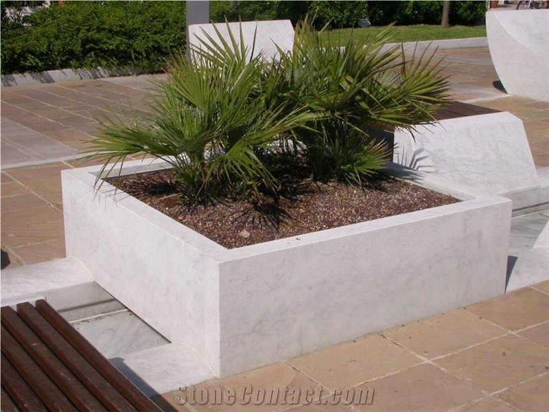 Bianco Carrara Cd Marble Flower Pot