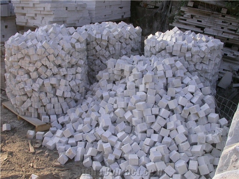 White Carrara Cubes, Bianco Carrara White Marble Cube Stone
