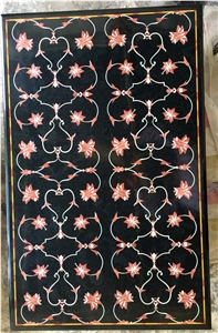 Black Marble Handmade Inlay Art Table Top