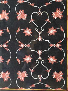Black Marble Handmade Inlay Art Table Top