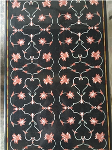Black Marble Handmade Inlay Art Table Top