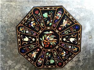 Black Marble Inlaid Art Table Top