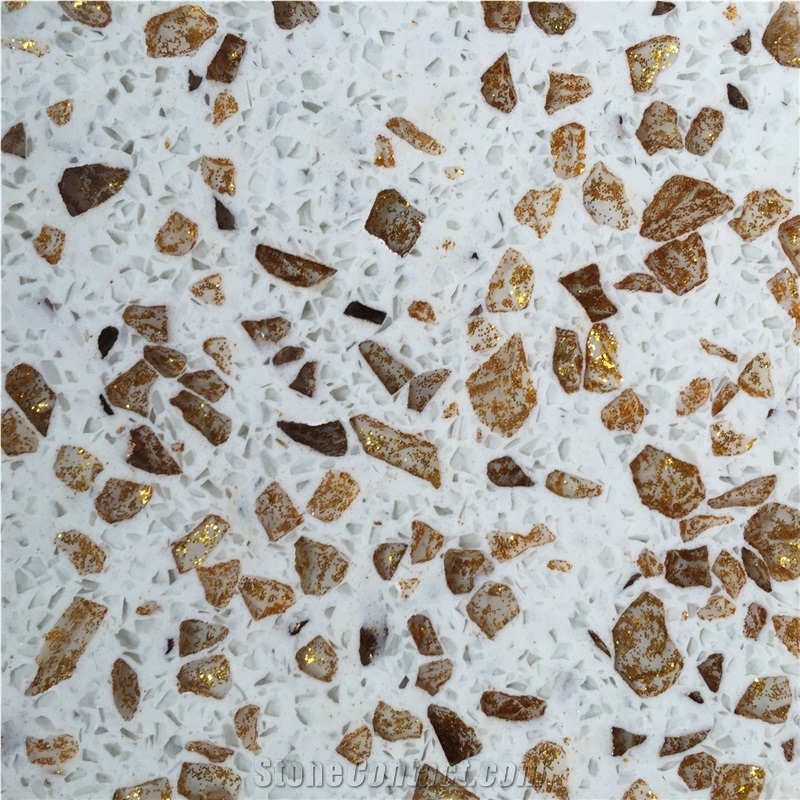 Golden Series Quartz Stone Engineered Stone 2cm and 3cm Available for Interior Decoration