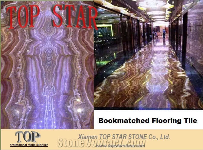 Italy Onice Red Vulcano Red Onyx Bookmatch Floor Tile