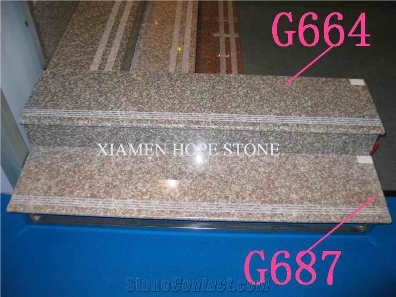 China Cheapest Pink Granite Stairs & Steps