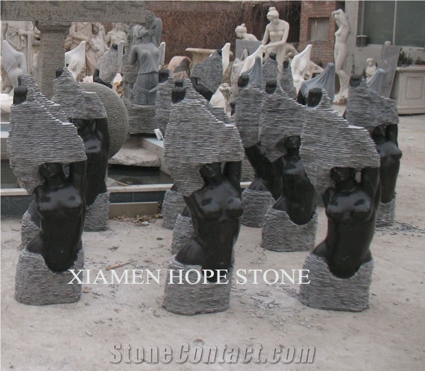 Hand Carved Stone Sculpture, China Black Granite Sculpture & Statue