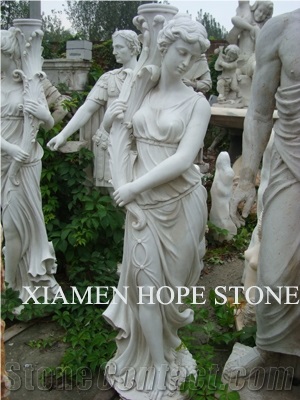 White Marble Handcarved Human Sculptures