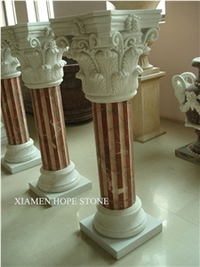White Marble +Red Marble Column, Han White Marble Column White Marble +Red Marble Column, Han White Marble Column