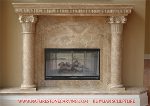 Mf1004, Light Beige Brown Marble Fireplace Mf1004, Light Beige Brown Marble Fireplace