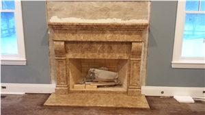Mf1004, Light Beige Brown Marble Fireplace