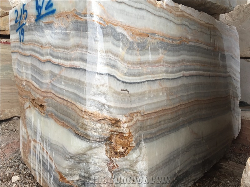 Grey Blue Onyx Blocks, Iran Grey Onyx