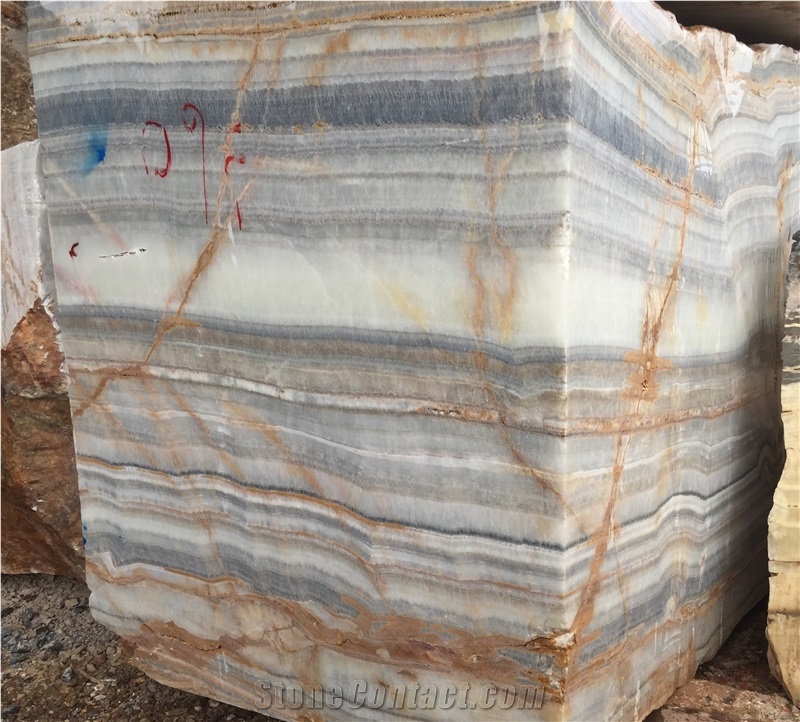 Grey Blue Onyx Blocks, Iran Grey Onyx