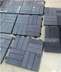 Black Slate Mesh Back Paver Wall Cladding Assembled Slate on Mesh,Slate Mesh Back Paver Decoration, Exterior