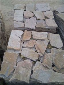 Natural Beige Quartzite Stone Random Flagstones, Flagstone Wall, Flagstone Road Paving