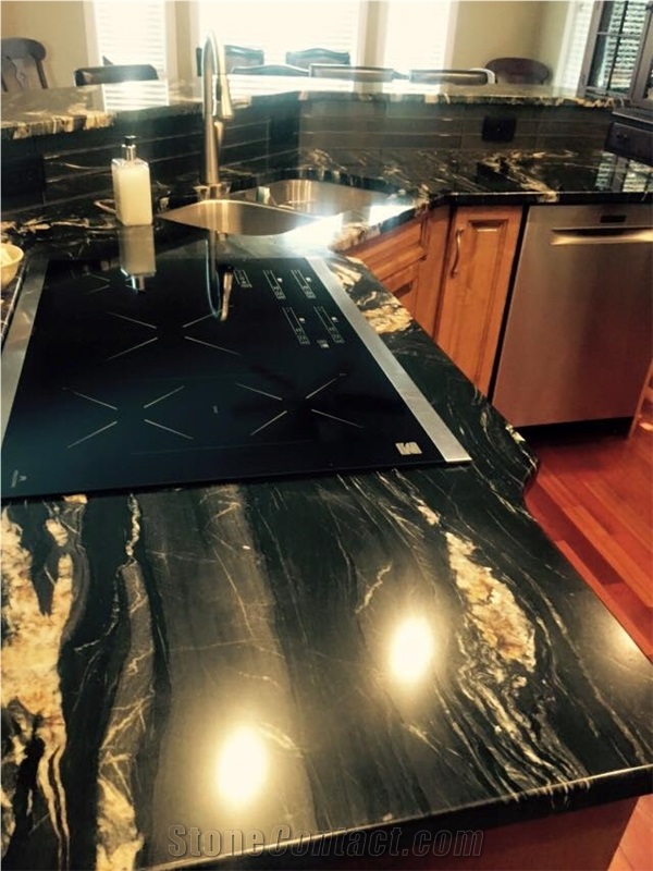 Belvedere Granite Kitchen Perimeter Countertop, Peninsula Work Top, Black Granite Kitchen Countertops South Africa