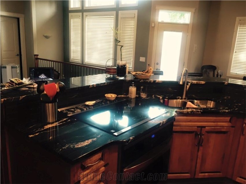 Belvedere Granite Kitchen Perimeter Countertop, Peninsula Work Top, Black Granite Kitchen Countertops South Africa