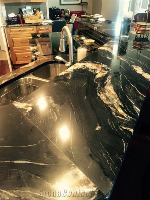 Belvedere Granite Kitchen Perimeter Countertop, Peninsula Work Top, Black Granite Kitchen Countertops South Africa