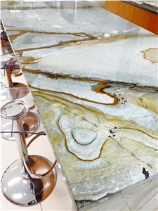 Stone Wood Quartzite Kitchen Island Top
