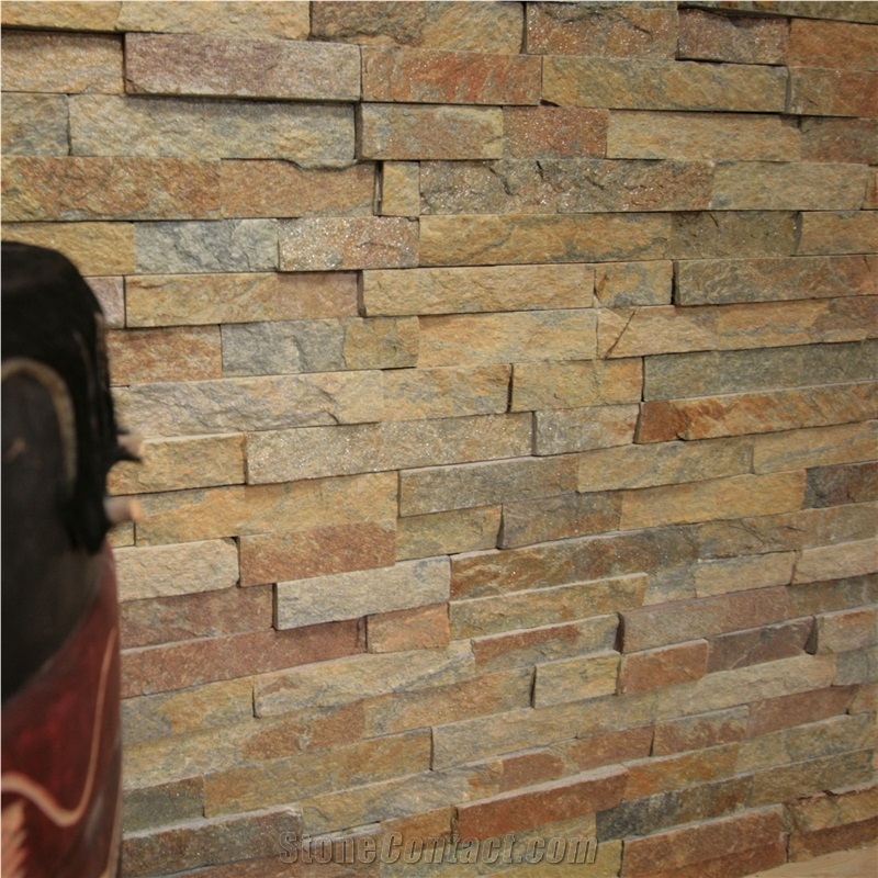 Stone Wall Veneer/Yellow Quartzite Wall Cladding/Cultured Stone