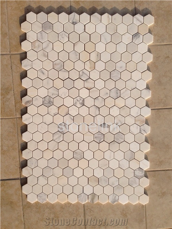 Calacata Gold Hexagon 48*48, Calacatta Gold White Marble Mosaic