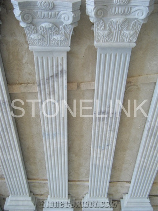 Slco-004,Hand Carved White Marble Column