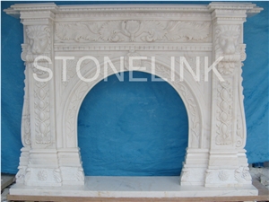 Slfi-062- Stone Fireplace -Marble Fireplace Mantel-White Color-Indoor Decoration
