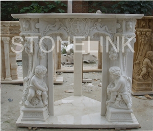Slfi-063- Stone Fireplace -Marble Fireplace Mantel-White Color-Indoor Decoration