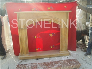Slfi-069- Stone Fireplace -Marble Fireplace Mantel-Brown Color-Indoor Decoration