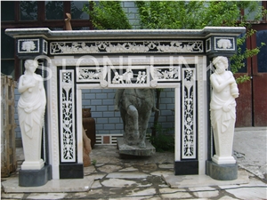 Slfi-075- Stone Fireplace -Marble Fireplace Mantel-White Color-Indoor Decoration