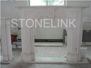 Slfi-078- Stone Fireplace -Marble Fireplace Mantel-White Color-Indoor Decoration