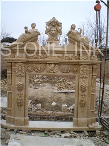 Slfi-079- Stone Fireplace -Marble Fireplace Mantel-Brown Color-Indoor Decoration