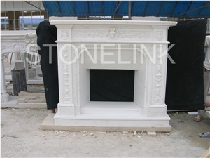 Slfi-082- Stone Fireplace -Marble Fireplace Mantel-White Color-Indoor Decoration, Matble White Marble Fireplace Mantel