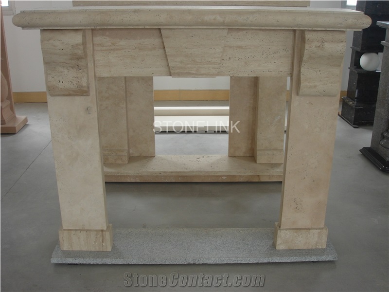 Slfi-090, Beige Marble Fireplace, Marble Fireplace Mantel, Beige Color Indoor Decoration