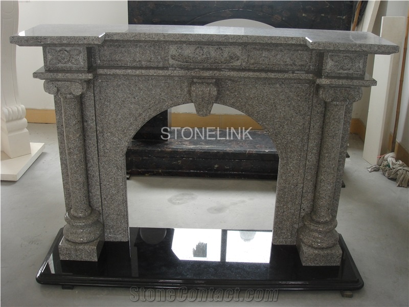 Slfi-091, Green Granite Stone Fireplace, Granite Fireplace Mantel, Green Color Indoor Decoration