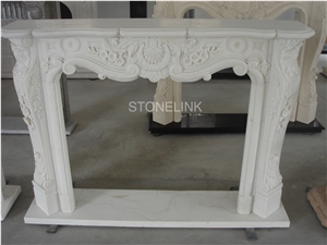 Slfi-096- Stone Fireplace -Marble Fireplace Mantel-White Color-Indoor Decoration