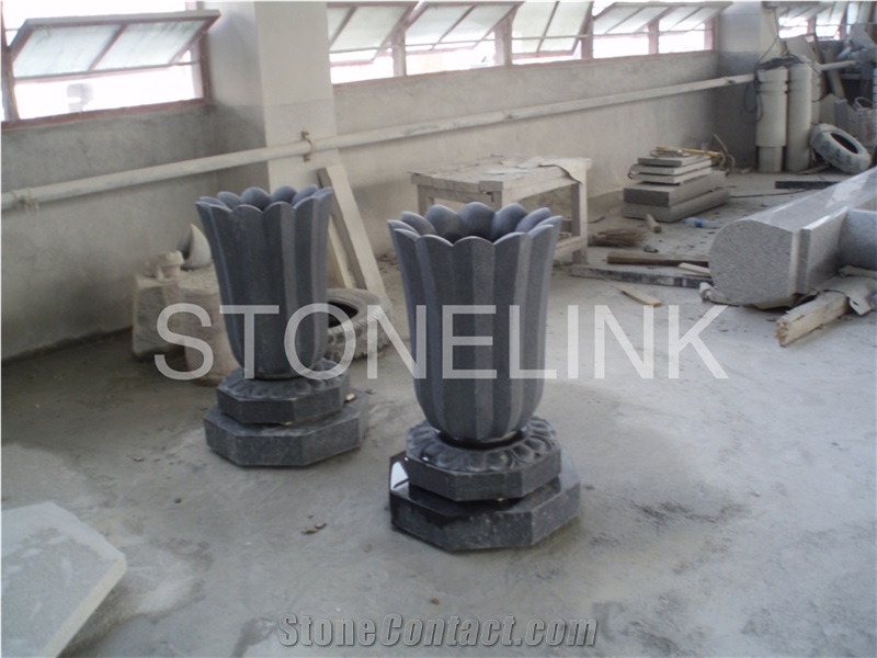 Slfl-005,Black Granite Flower Pot,Park Flower Pot