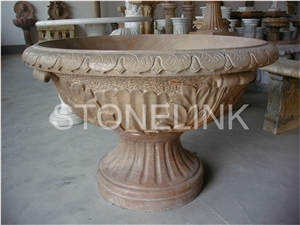 Slfl-006,Yellow Marble Hand Carved Natural Stone Park Flowerpots Slfl-006,Yellow Marble Hand Carved Natural Stone Park Flowerpots