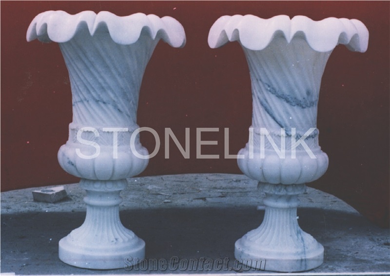 Slfl-008,White Marble Garden Flower Pot