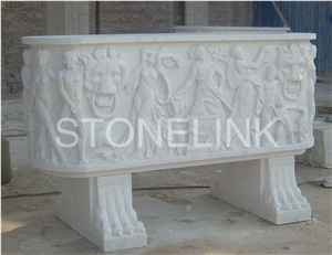 Slfl-009, White Marble Carved Flower Pot,Garden Flower Pot