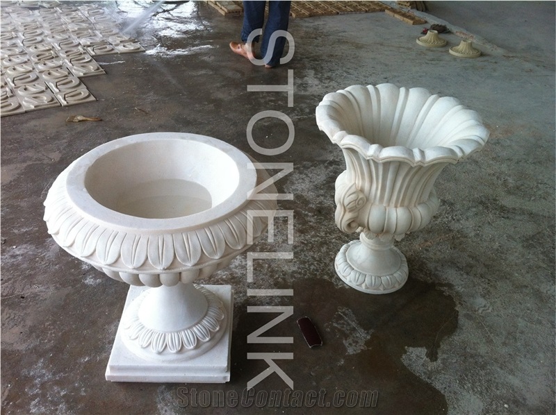 Slfl-010,Artificial Stone White Flower Pot,Park Flower Pot