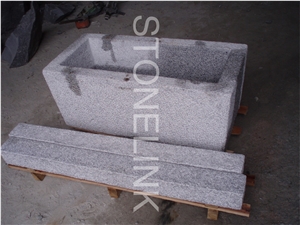 Slfl-013,Grey Granite Bushhammered Stone Flower Pot